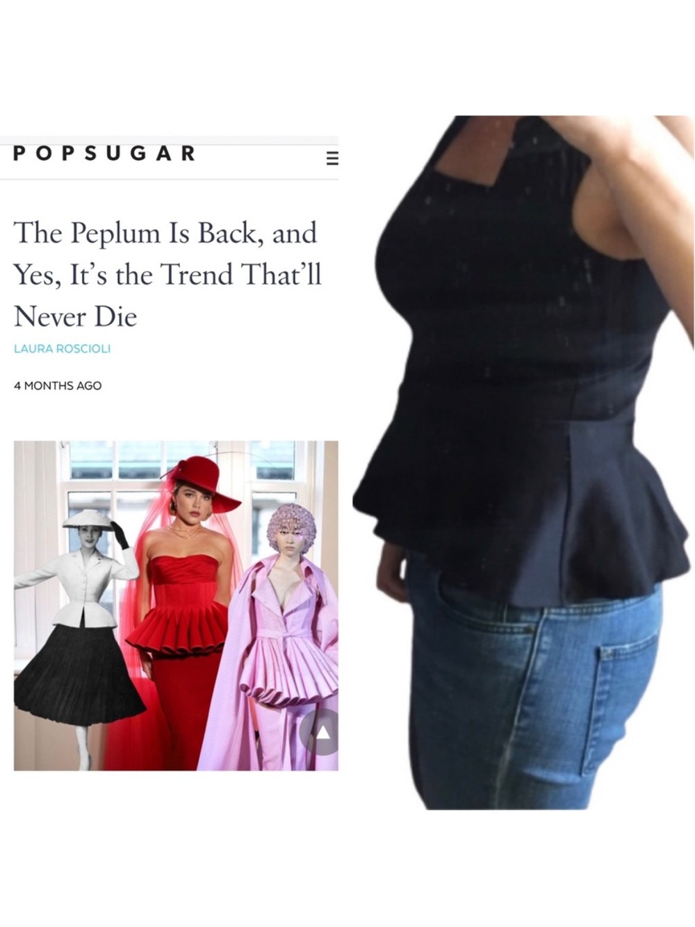 Black peplum knot top size M sleeveless